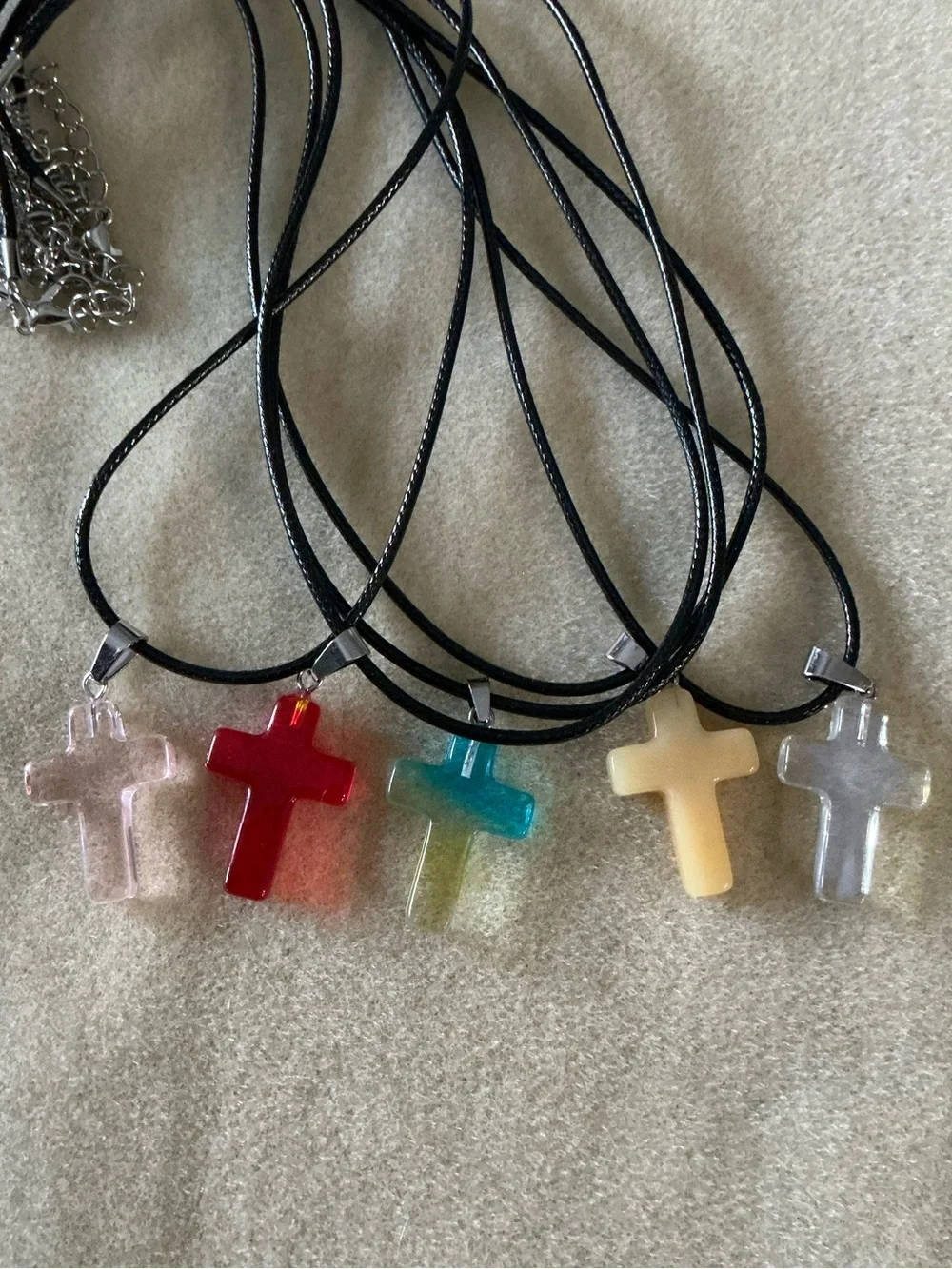 Colorful Cross Pendant Necklaces, set of 5